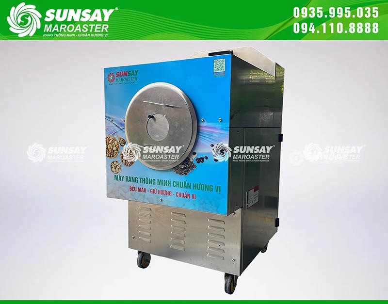 Máy rang hạt dùng điện chất lượng cao, quá trình rang hoàn toàn không bị ám khói tinh dầu tự nhiên của hạt điều được giữ lại nhiều hơn