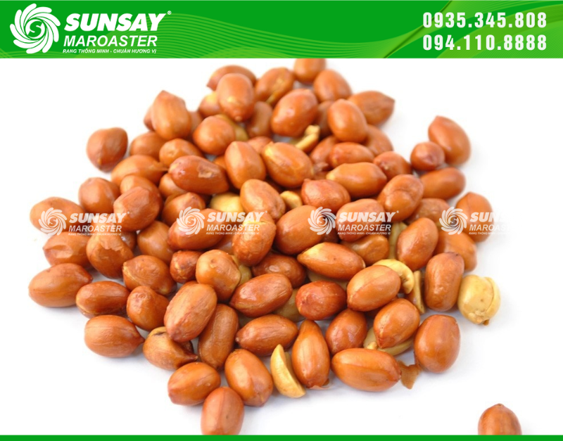 Đậu phộng rang bằng máy rang điện sẽ chín đẹp, đều màu