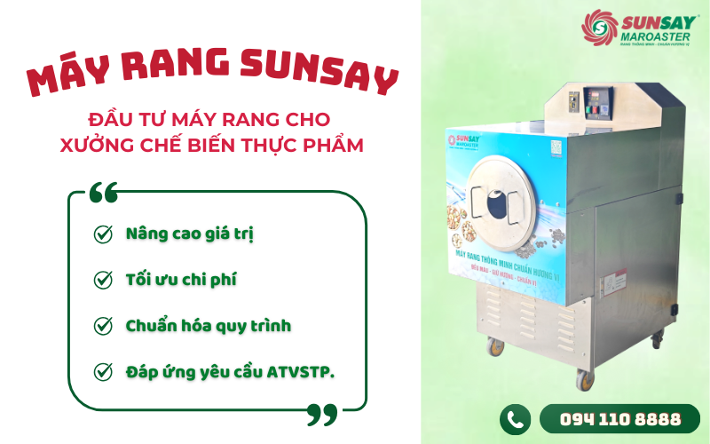 Máy rang cho xưởng chế biến thực phẩm