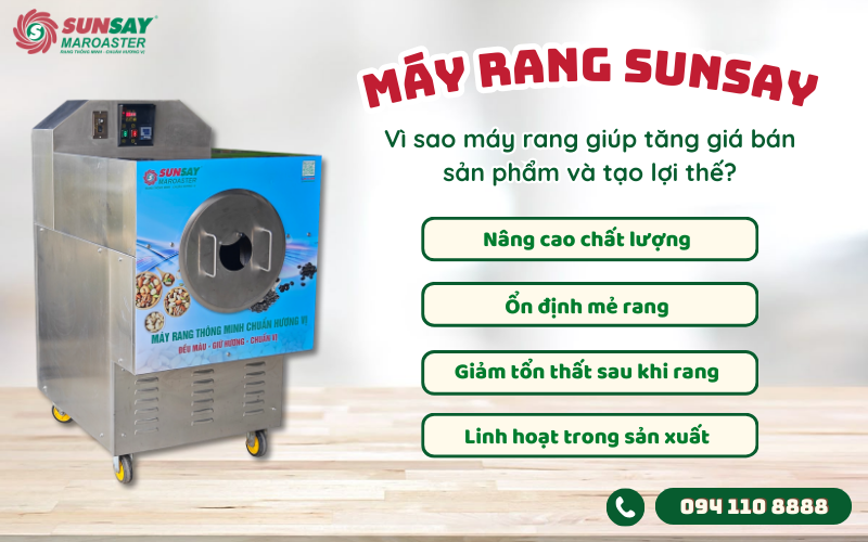 Máy rang hạt giúp tăng giá bán sản phẩm
